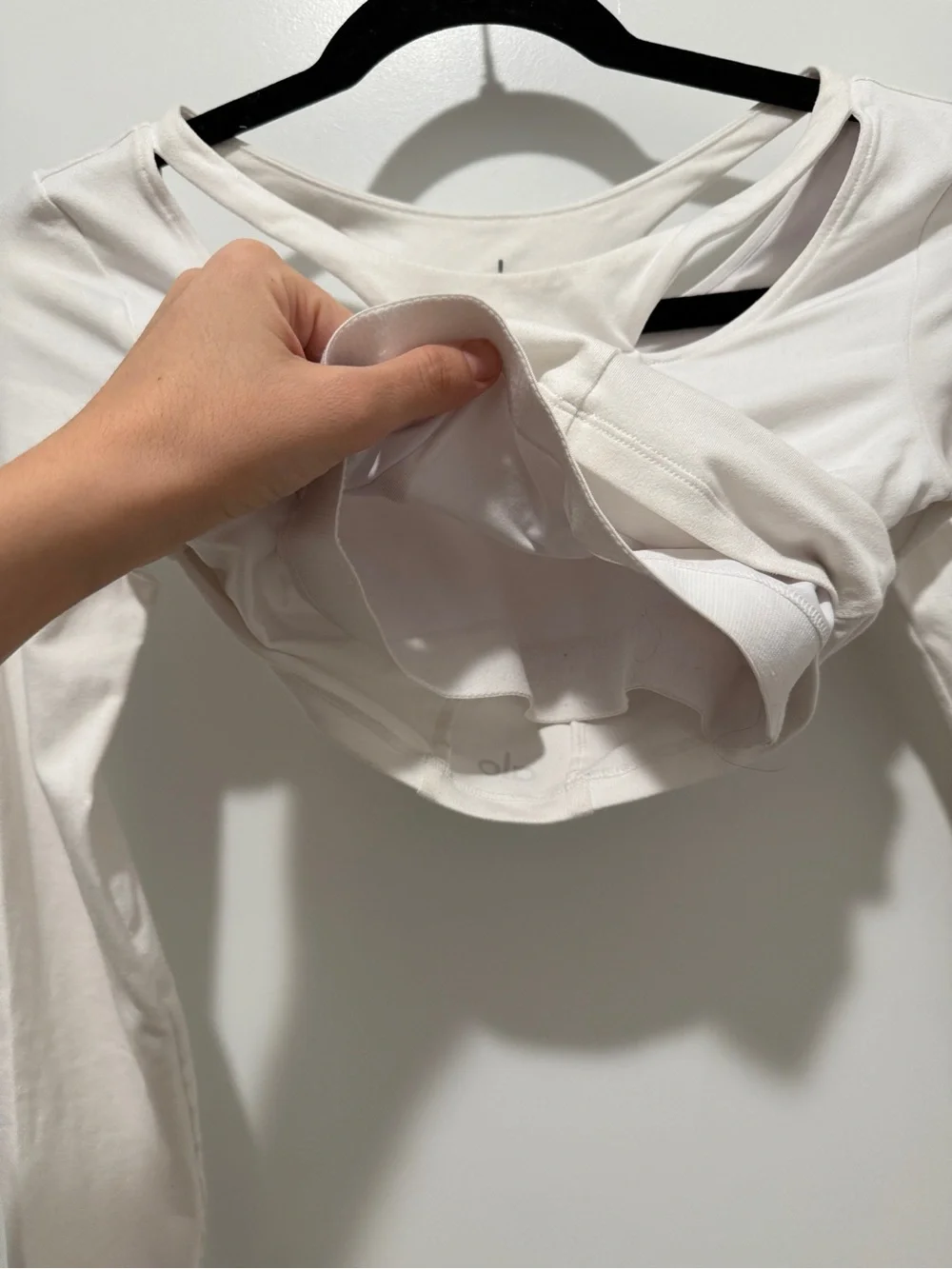 ALO Yoga White Long-Sleeve Cutout Crop Top